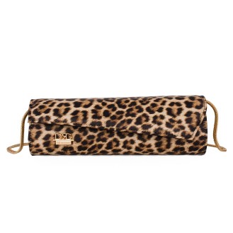 Women's animal print clutch bag made from eco-leopard synthetic leather
